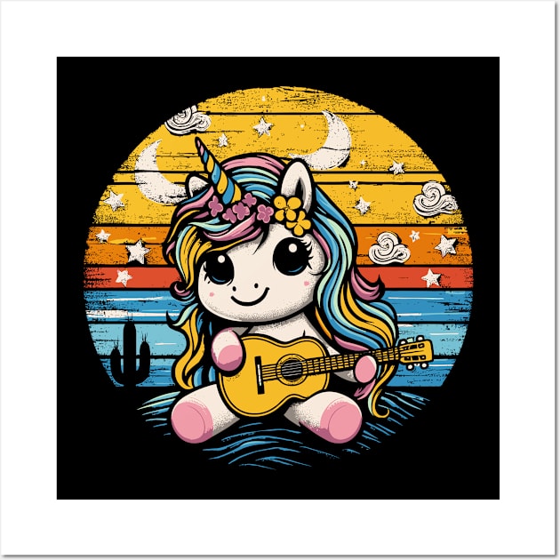 Unicorn Playing Guitar Wall Art by Yopi